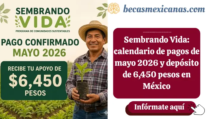 Sembrando Vida: calendario de pagos de mayo 2026 y depósito de 6,450 pesos en México