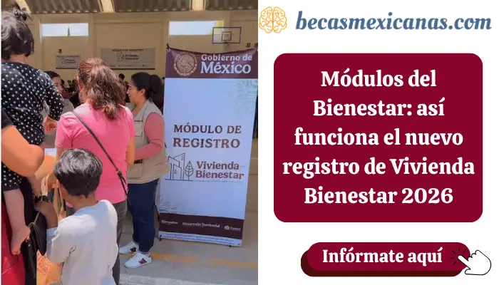 Personas registrándose en un módulo del Bienestar para Vivienda Bienestar 2026