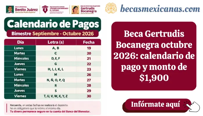 Estudiante universitario beneficiario de la Beca Gertrudis Bocanegra de transporte en octubre 2026