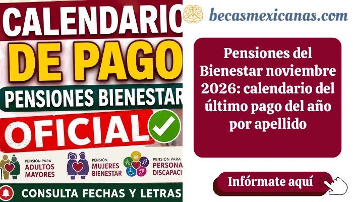 Persona adulta mayor consultando el calendario de pagos de la Pensión Bienestar de noviembre 2026