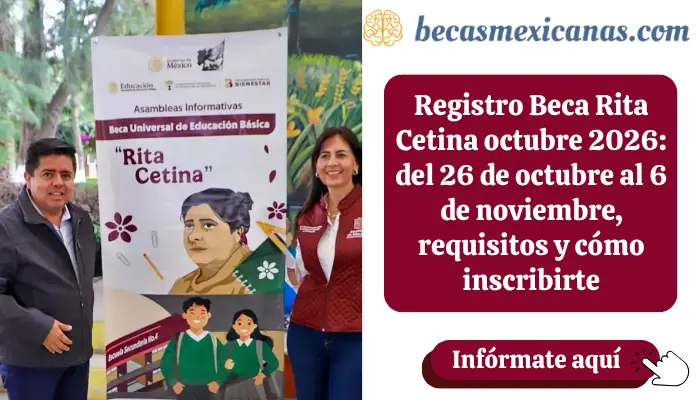 Familia haciendo el registro de la Beca Rita Cetina en línea en octubre 2026
